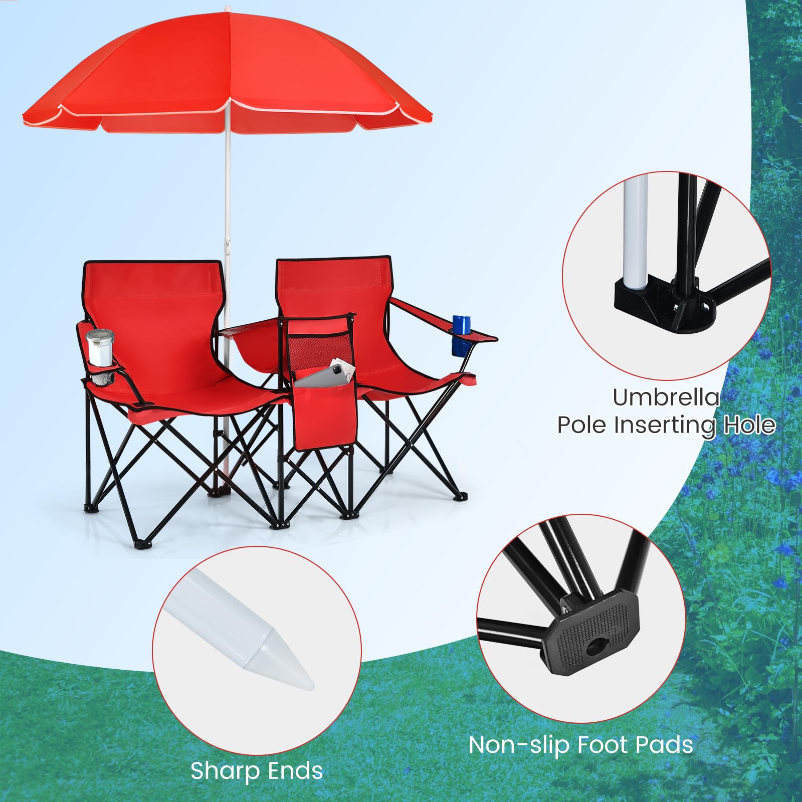 CHEFJOY double camping chair two-person design supports shared outdoor moments.