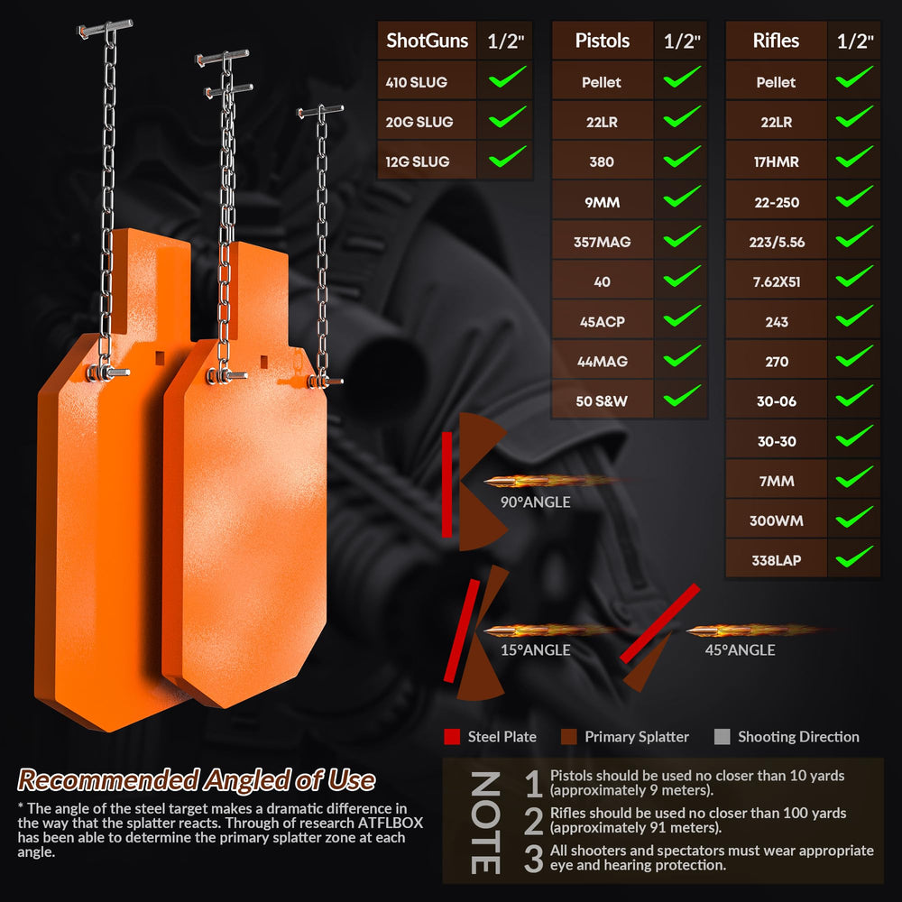 Chenteel AR500 target hi-vis neon orange coating improves visibility in various ranges.