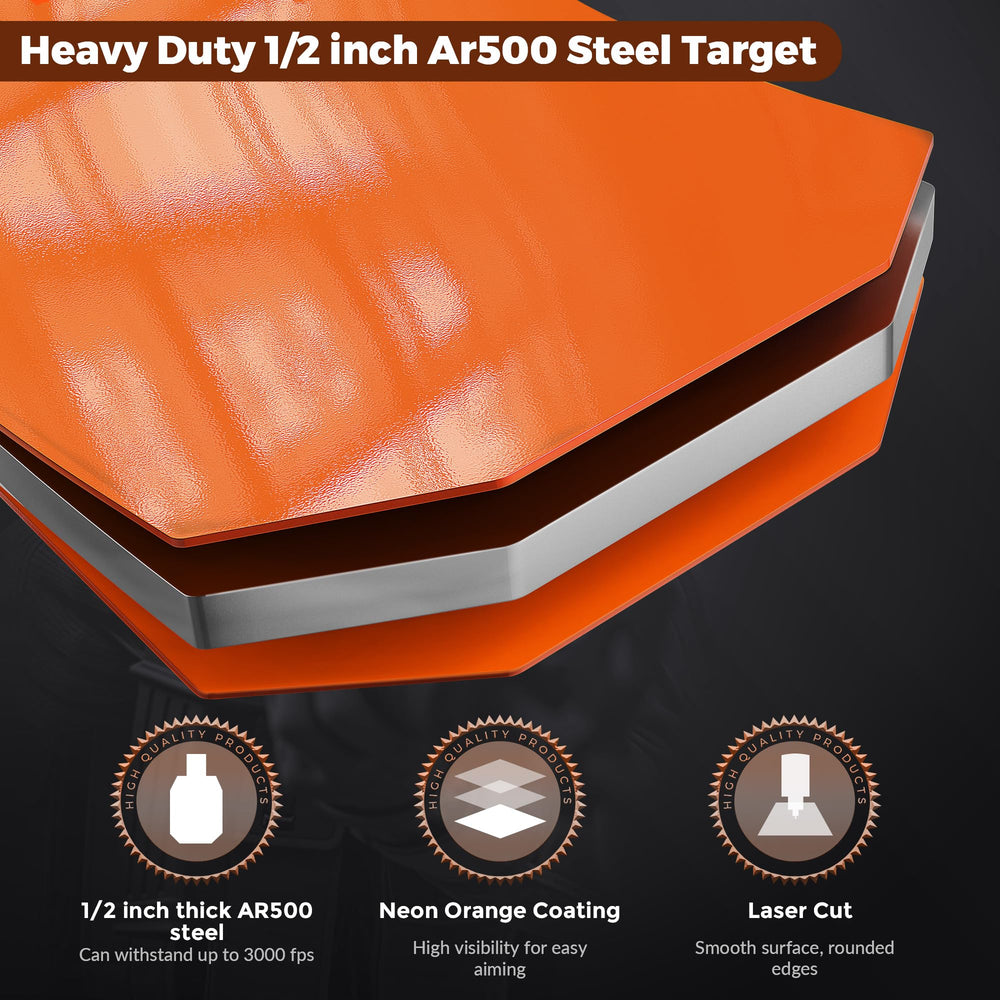 Chenteel AR500 target laser-cut surface provides clean edges for reliable target hits.