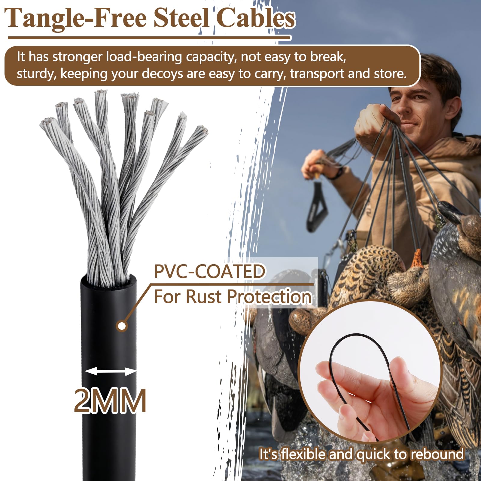 CHERAINTI duck decoy weights coated steel cable prevents tangles.