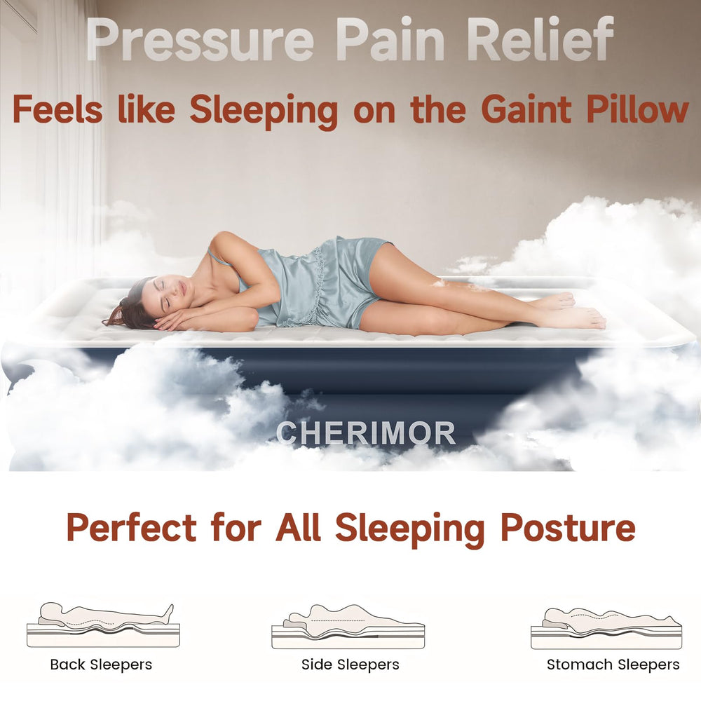 CHERIMOR mattress uses 0.42mm PVC for durability and waterproofing.
