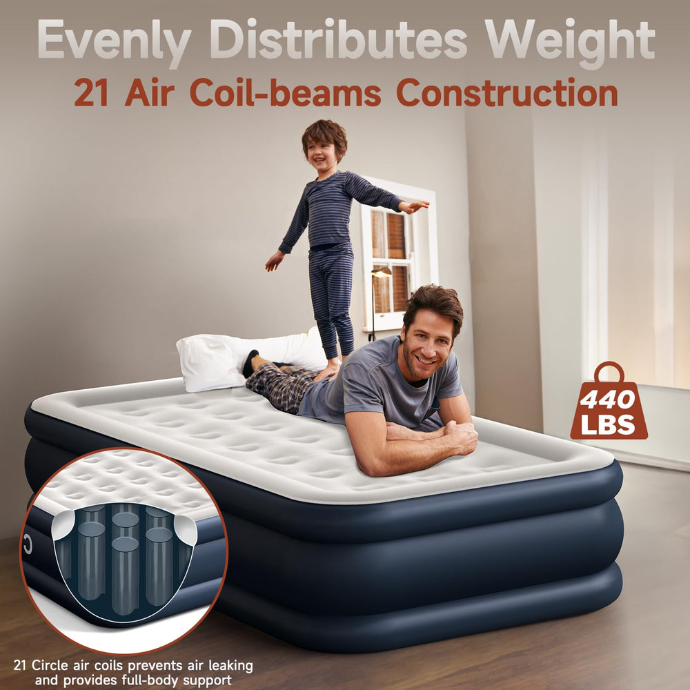 CHERIMOR air mattress supports up to 440 pounds for full-body use.
