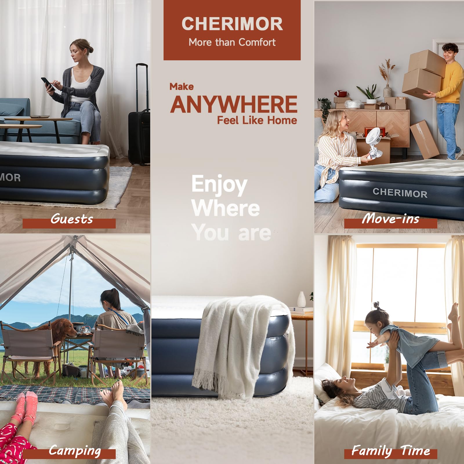 CHERIMOR mattress is suitable for home use or camping trips.