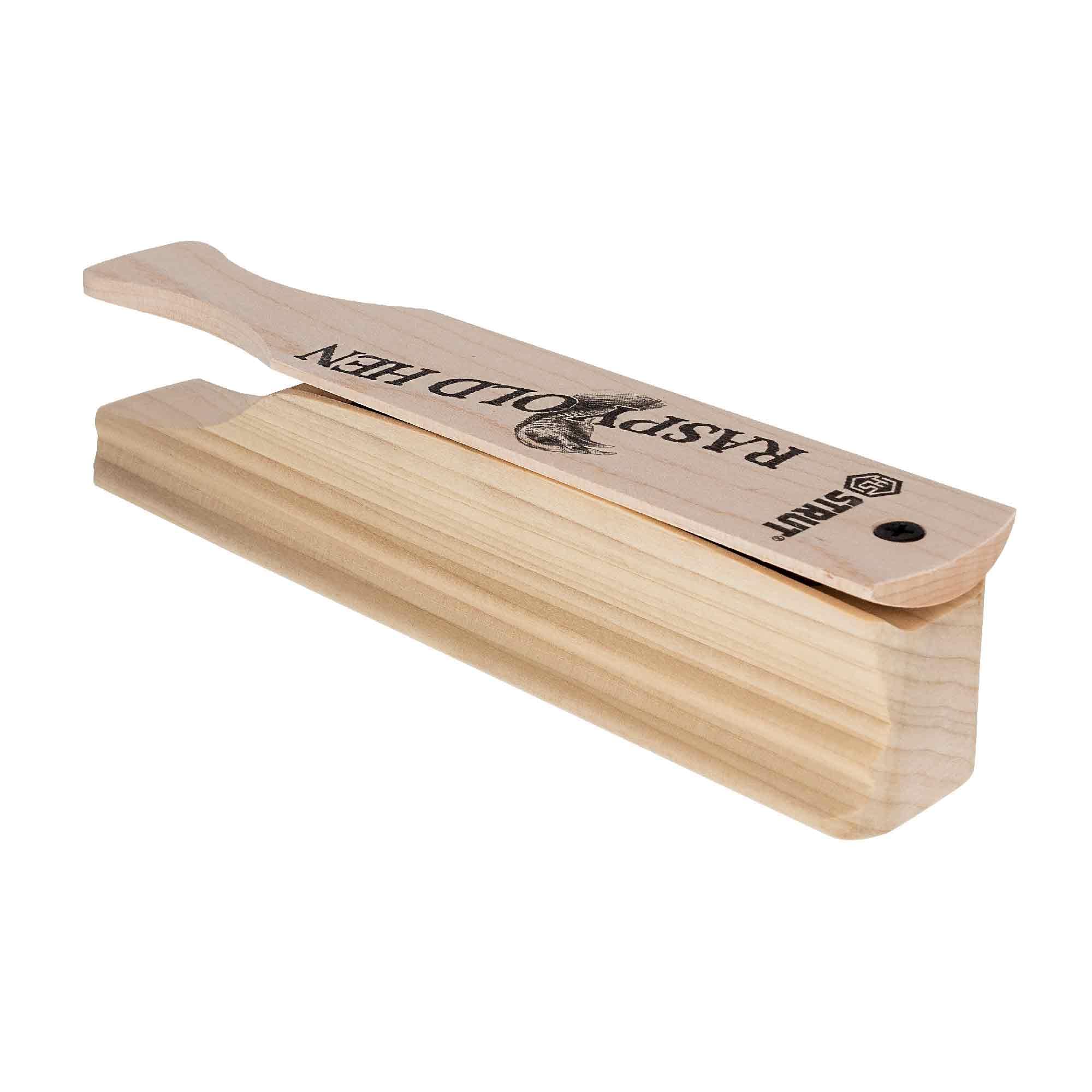 Close-up of cherry wood box call