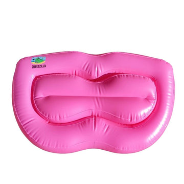 CHESTZILLA beach pillow inflating quickly for easy sunbathing comfort.