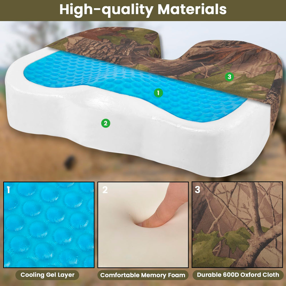 ChezMax gel seat cushion with built-in handle for easy transport on outdoor trips.