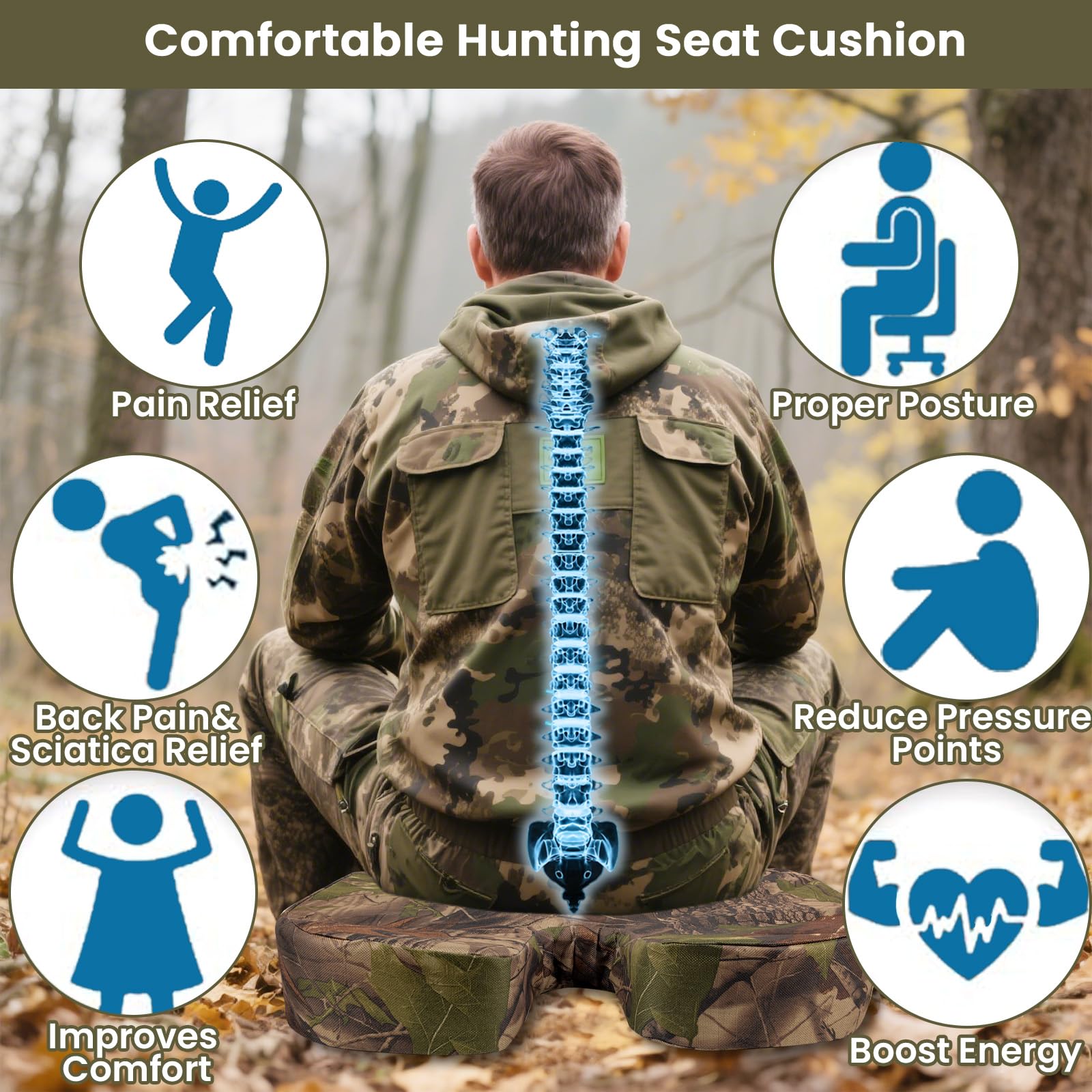ChezMax oxford-cloth hunting seat cushion resists tears and water for rugged outdoor use.
