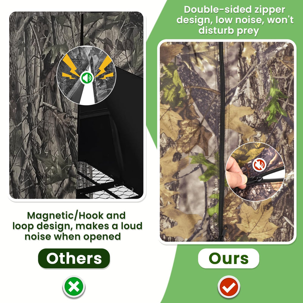 ChezMax hunting tree stand blind camouflage pattern blends into autumn winter landscapes