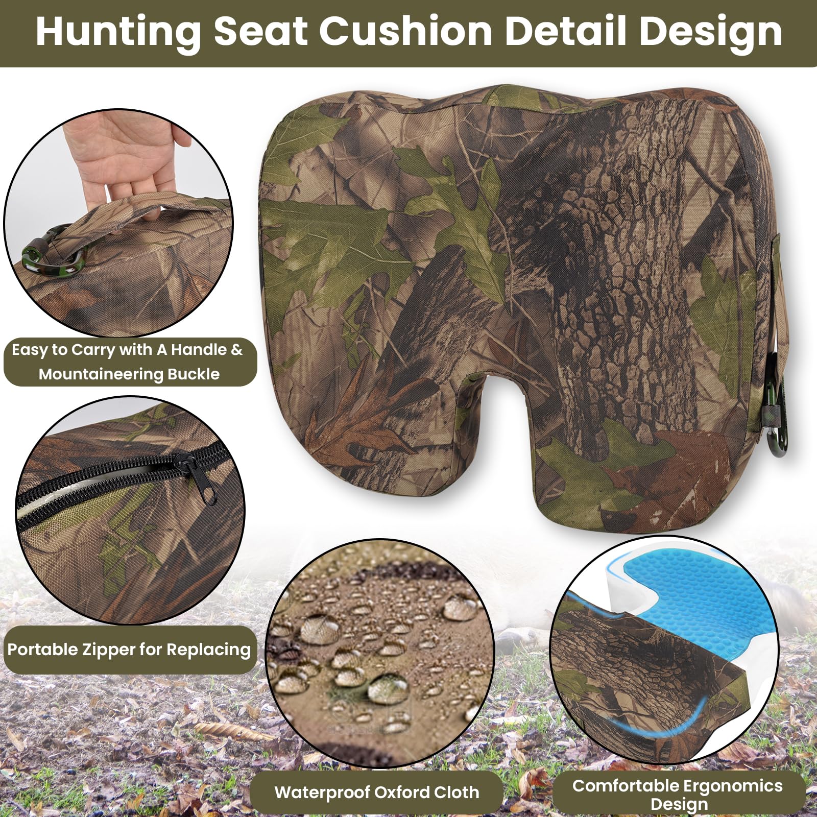 ChezMax treestand-seat cushion shown on a tree stand for secure comfort.