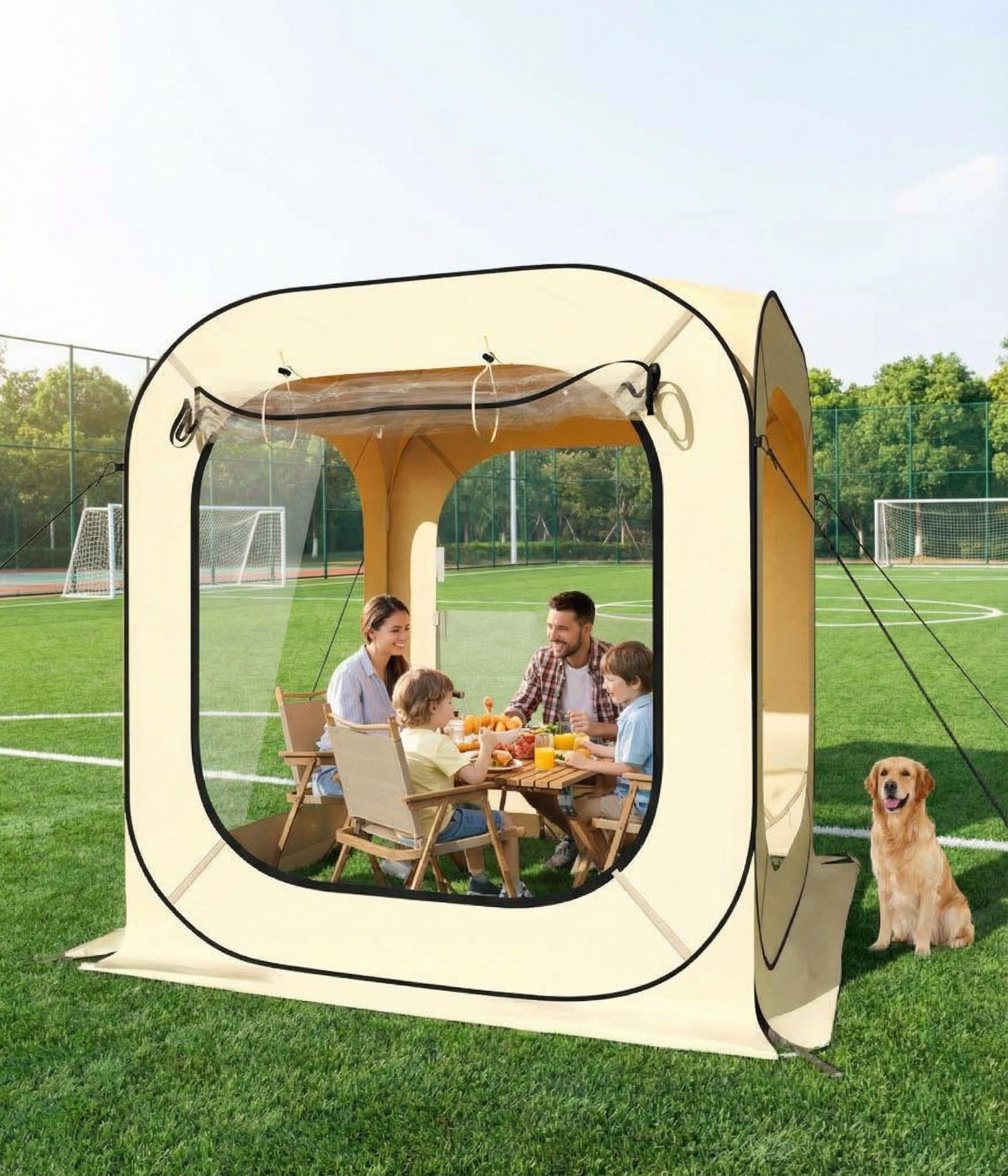 Chic Muse 6x6 ft pop up tent side view for family shade and shelter.