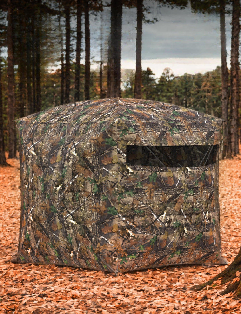 ChicCoutured hunting blind with 270-degree see-through mesh for full visibility in stealth hunts