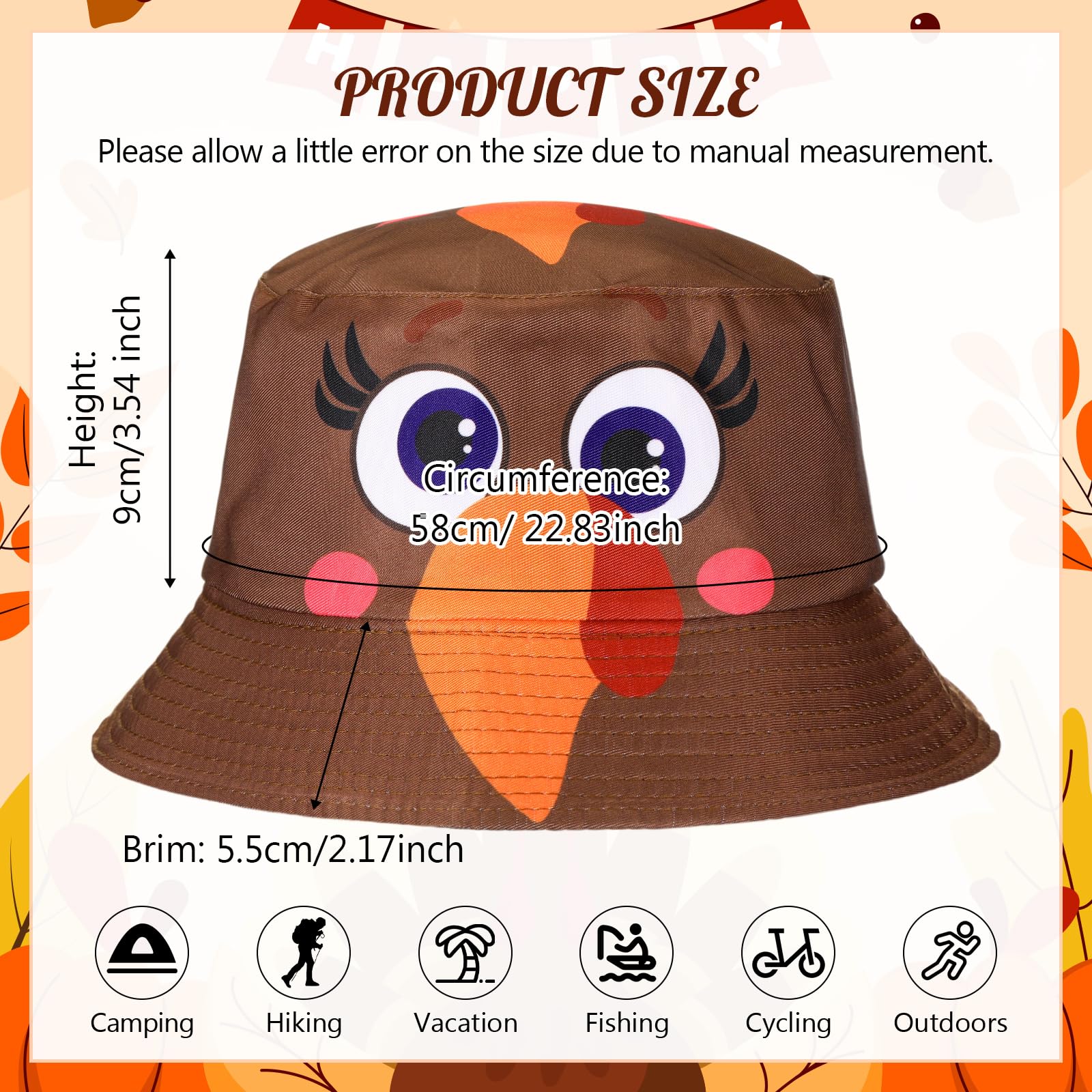 Chicingyou 4-pack turkey bucket hats in white color