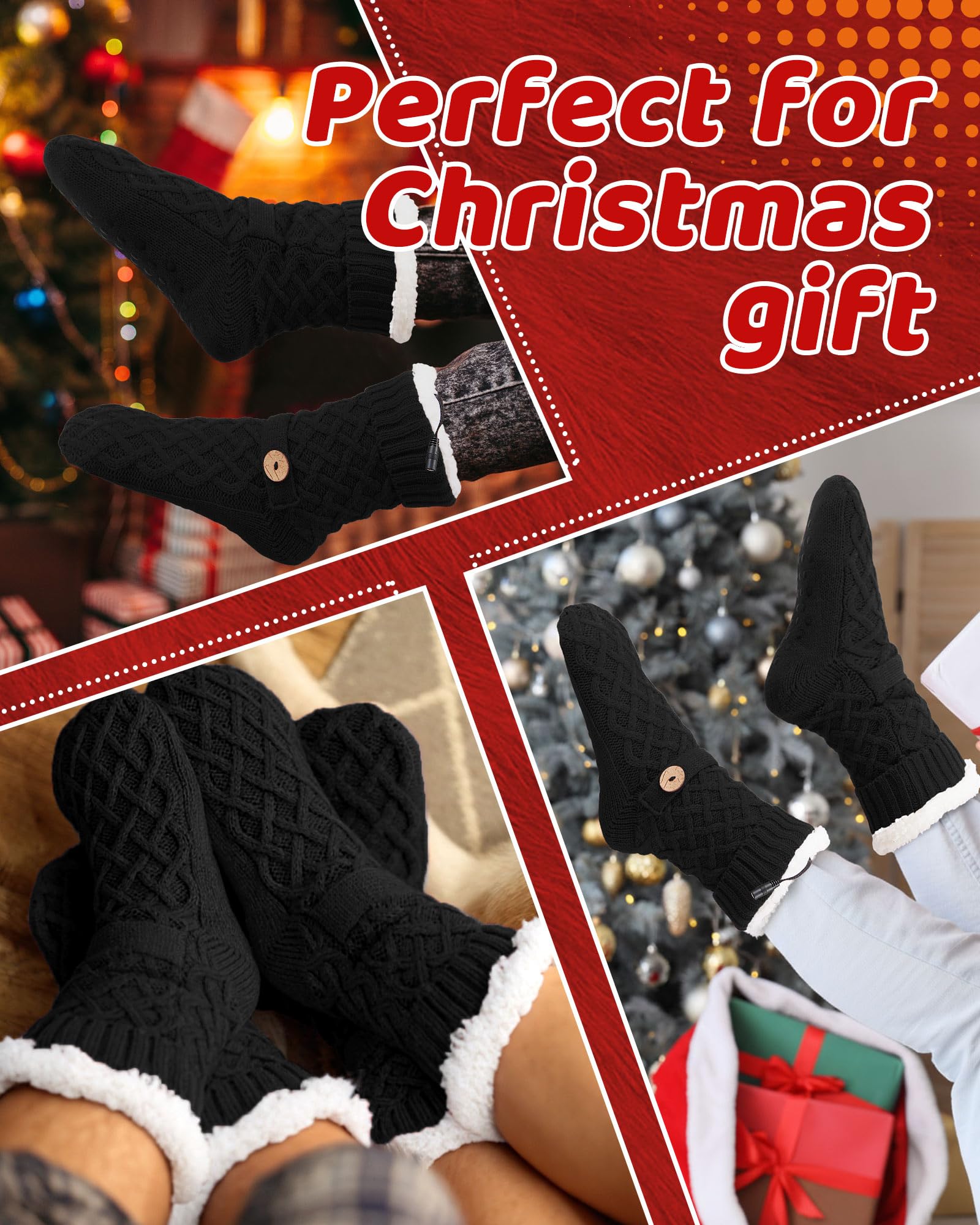 Chicingyou heated socks Sherpa lining delivers soft, cozy warmth during long evenings.