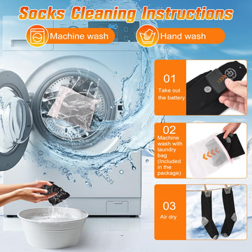 ChieAdt heated socks feature dual 8000mAh batteries for extended wear.