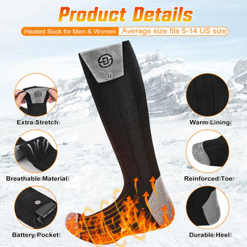 ChieAdt heated socks use breathable washable fabric for daily wear.