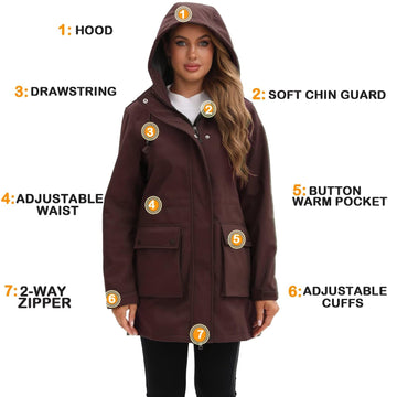 CHIGUO women's softshell jacket back view showing length and wind-ready coverage.
