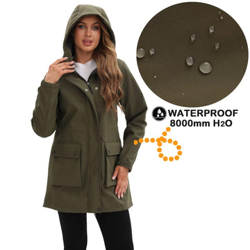 CHIGUO women's waterproof softshell jacket rainy-day outerwear shields you during damp commutes