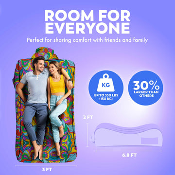 Chillbo LazyBone couch inflates quickly for beach relaxation and camping comfort.