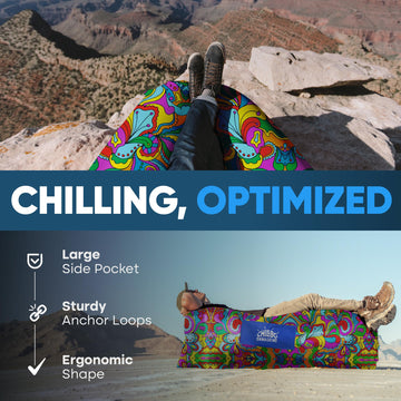 Chillbo Shwaggins couch features a 60s psychedelic print for standout style.