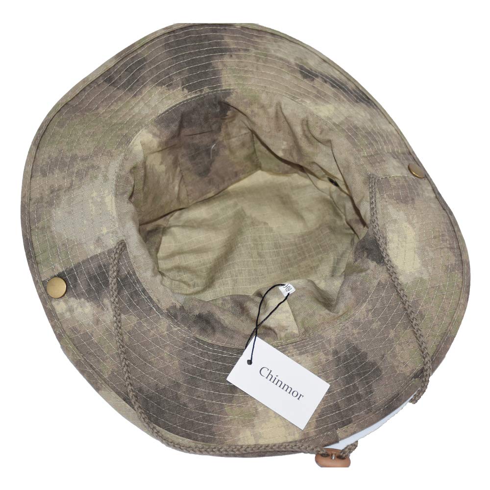 Chinmor Boonie Hat Grey with USA Patch – side view showing windproof chin strap