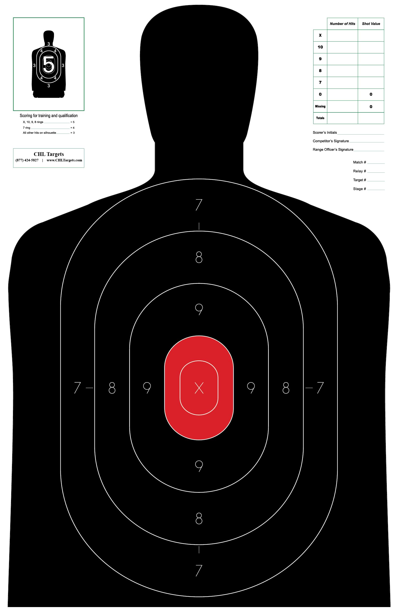CHLTargets B-27E target silhouette 23x35 for precise practice and scoring