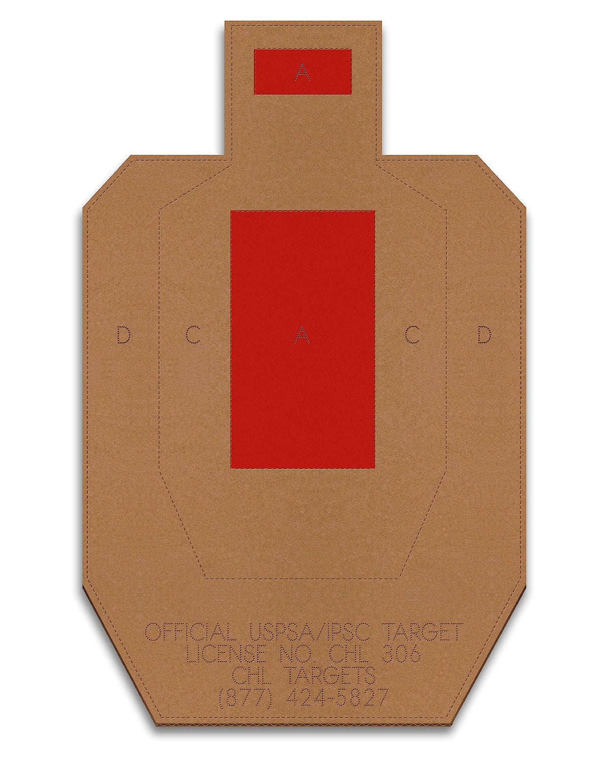 CHLTargets official USPSA cardboard torso target with red center for practice sessions