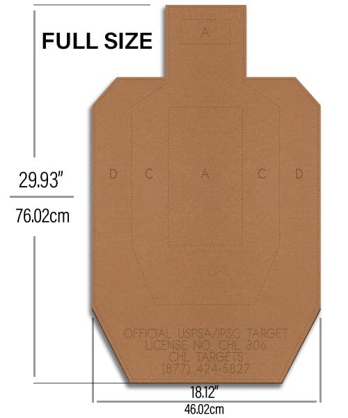 CHLTargets USPSA torso back view target ideal for transport and storage.