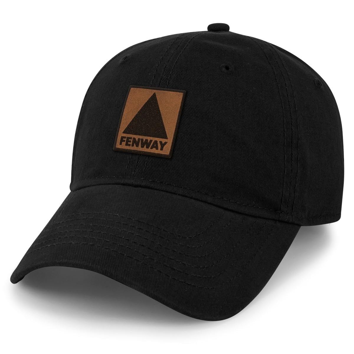 Chowdaheadz Fenway leather patch dad hat black front view ideal for game day