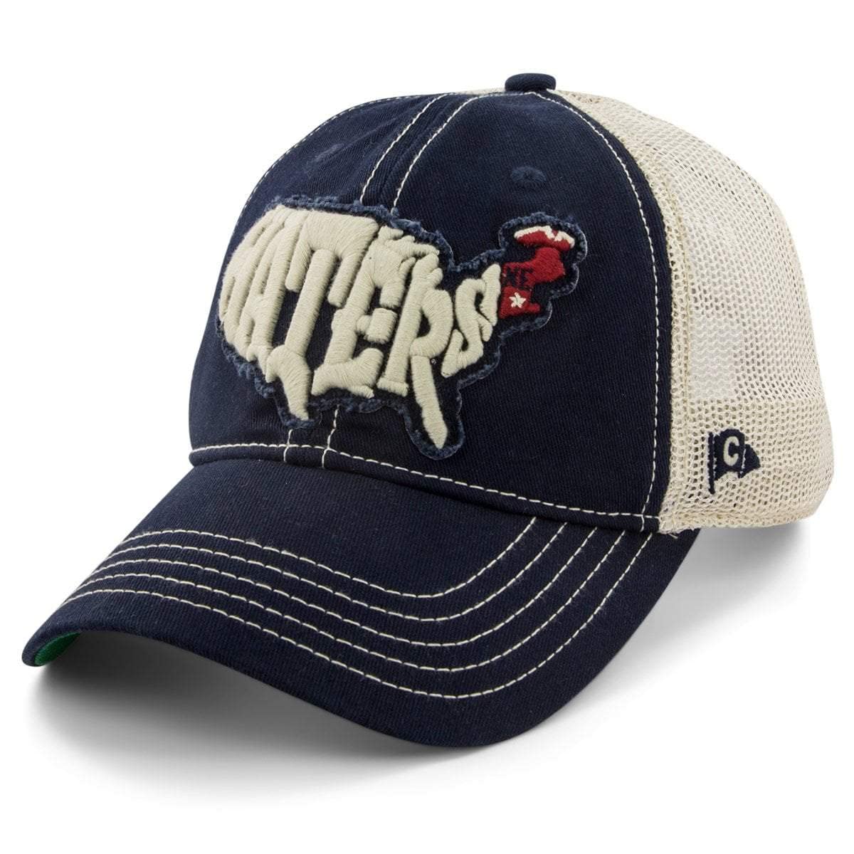 Chowdaheadz New England Haters hat, front view, breathable mesh for comfort