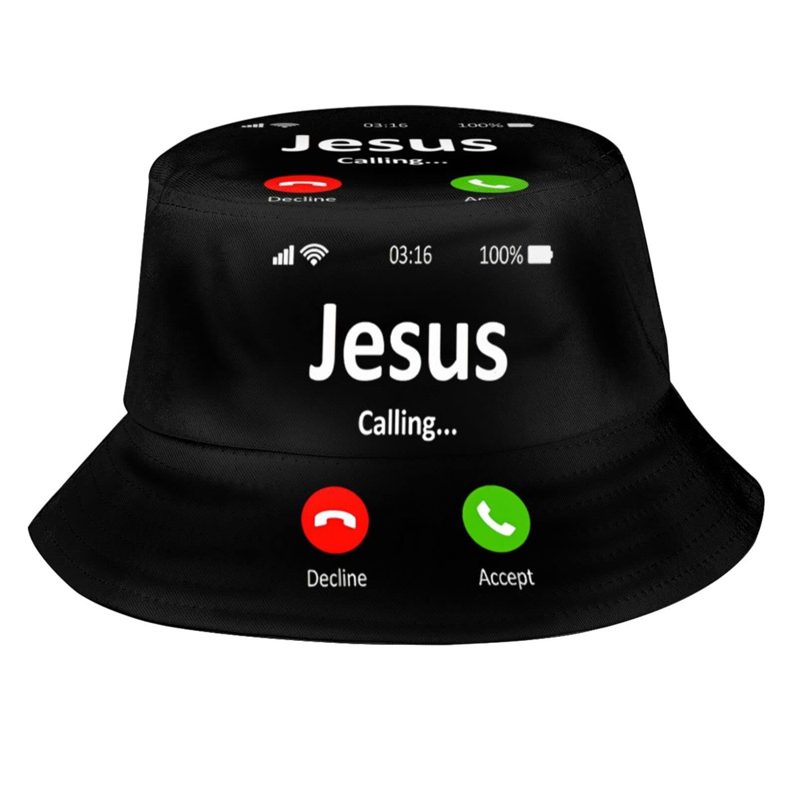 Front view of Christian Jesus Cross bucket hat for adults, men, women, and teens