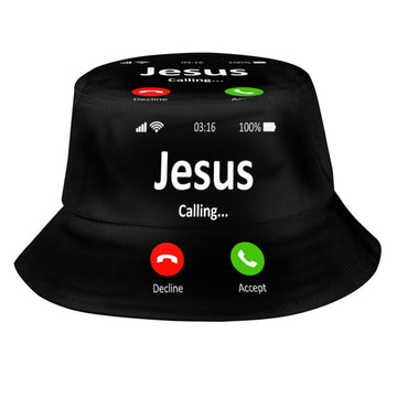Front view of Christian Jesus Cross bucket hat for adults, men, women, and teens