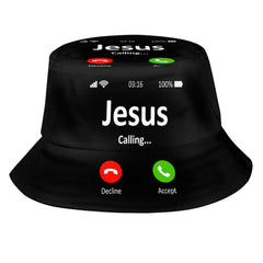 Front view of Christian Jesus Cross bucket hat for adults, men, women, and teens
