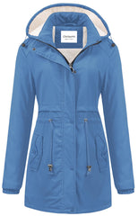 Chrisuno winter jacket women light blue front view shows stylish warmth for outdoors.