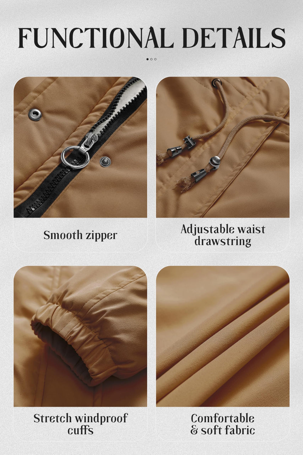 Chrisuno women's puffer coat camel waist cinch demonstrates flattering fit.