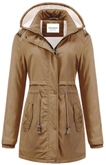 Chrisuno women's puffer coat hooded close-up for cozy winter warmth.
