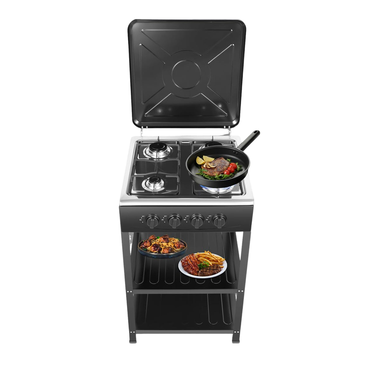 ChronosGear 4-Burner stove top view enabling simultaneous cooking for gatherings.