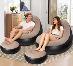 Chsuiwe inflatable chair with ottoman ready for footrest support during relaxation