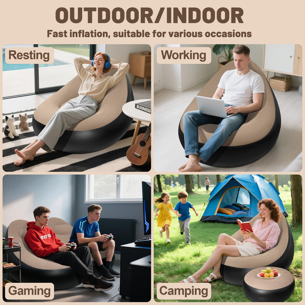 Chsuiwe inflatable lounge used indoors or outdoors for gaming, lounging, or naps