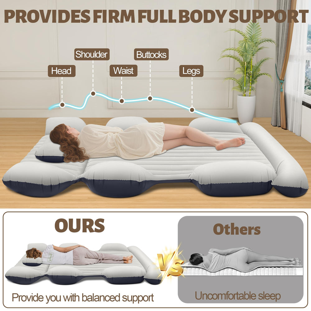 Chsuiwe SUV air mattress backseat bed gray ideal for road trips.