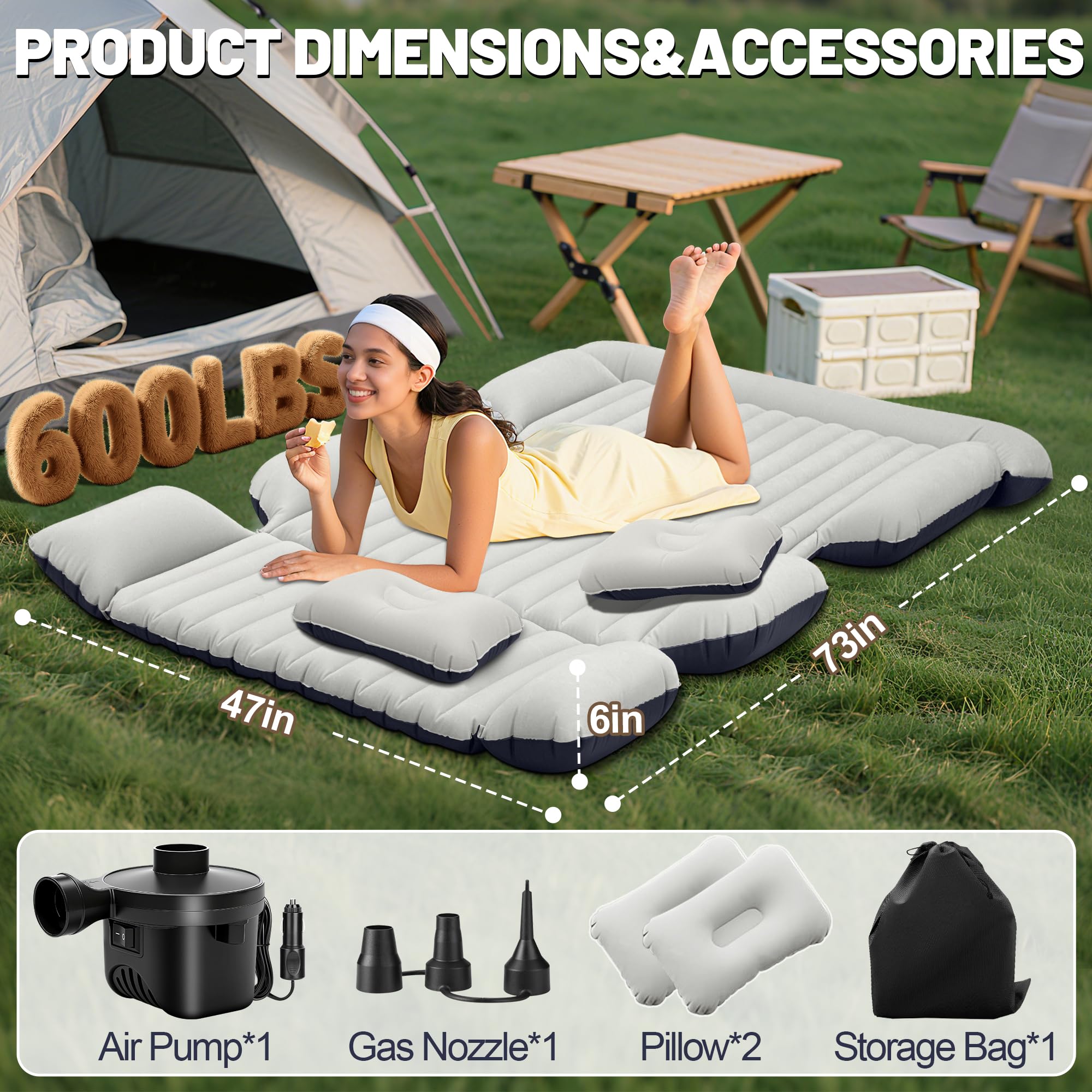 Chsuiwe SUV air mattress with inflation pump demonstrates quick setup.