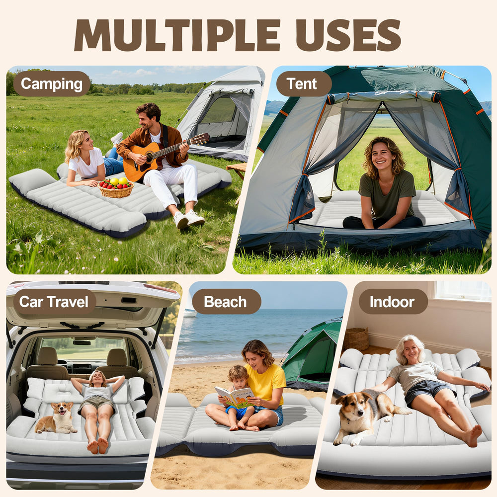 Chsuiwe SUV air mattress road-trip gray ready for camping or emergencies.