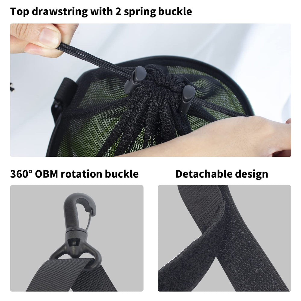 Top drawstring closure on bait bag