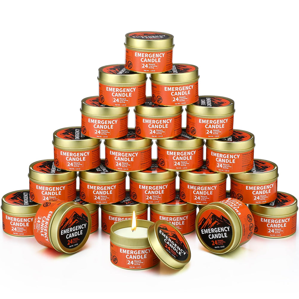 Chuarry emergency candle bulk pack provides 24-hour light during outages.