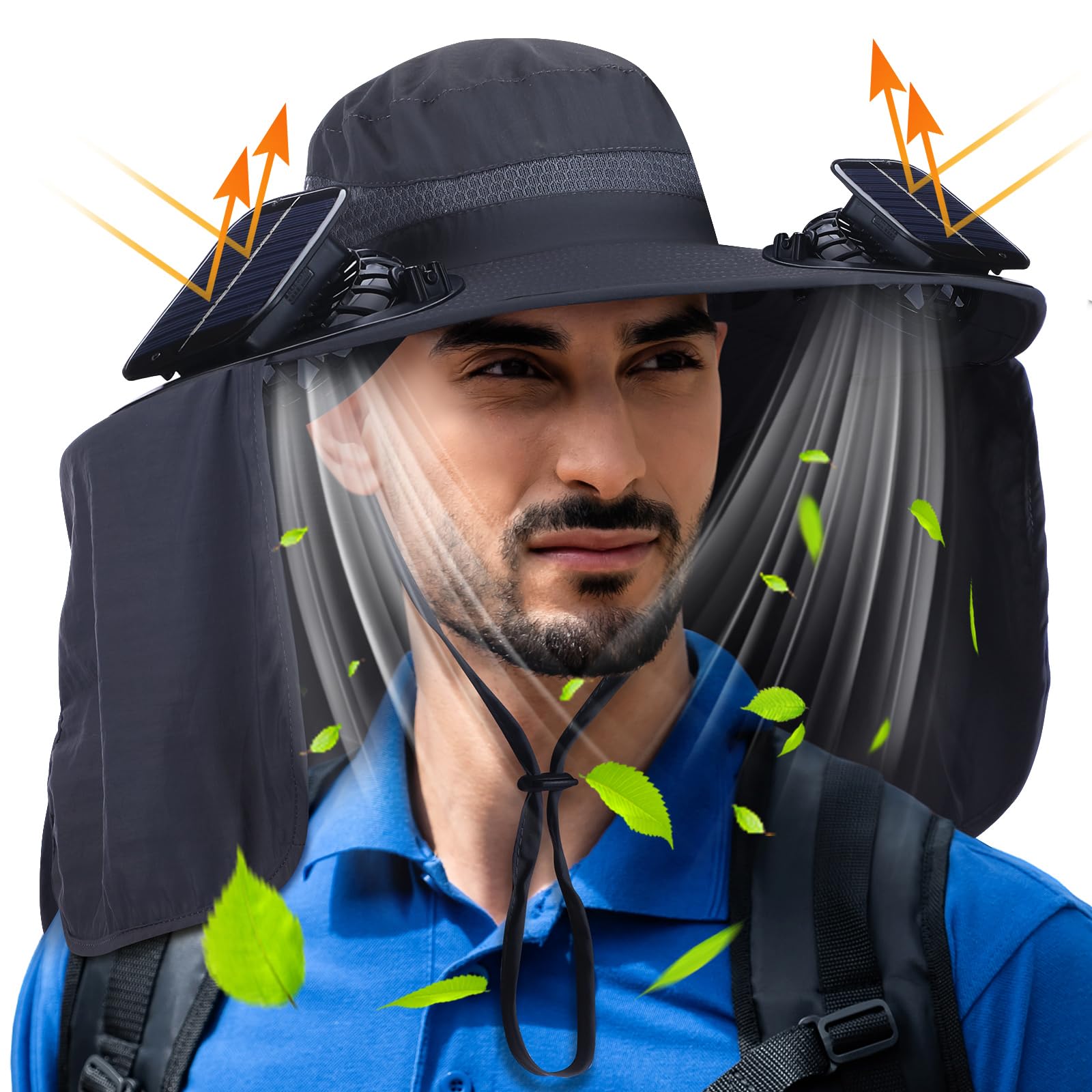 Chuarry wide brim sun hat front view with neck flap for all-day sun protection during outdoor activities.