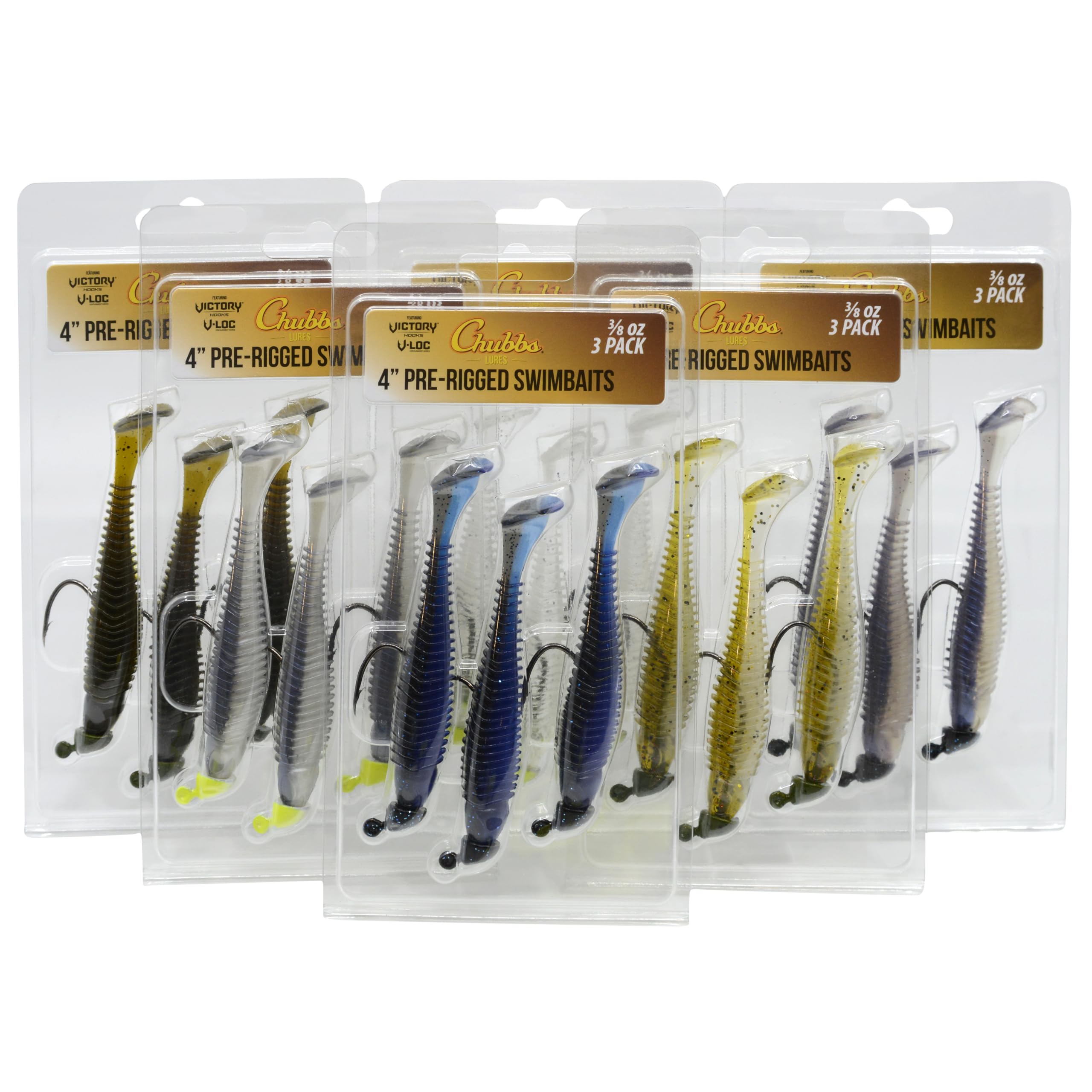 Chubbs Lures Pre-Rigged 4-Inch Swimbait Kit – 18 Lures, 6 Packs ...