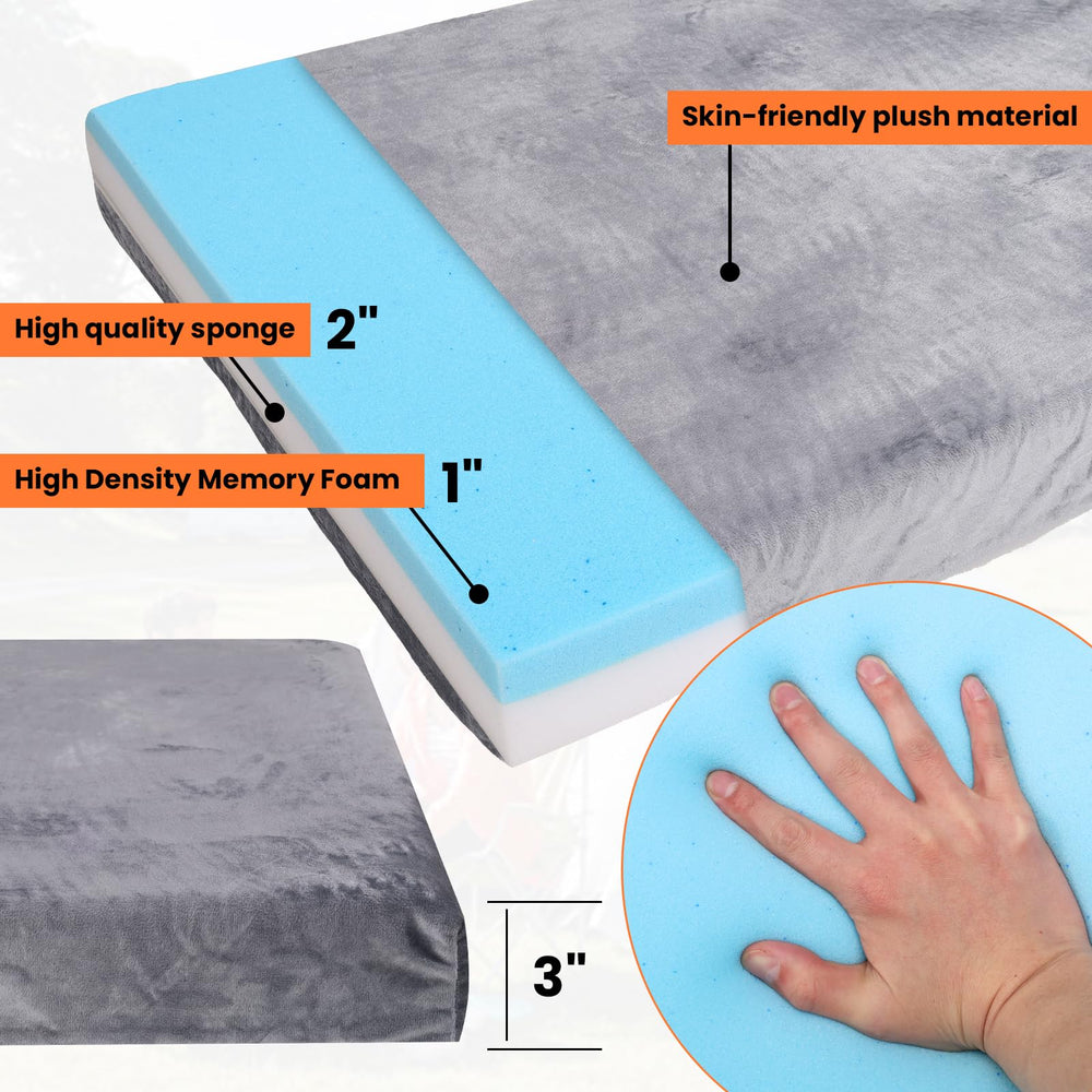 Chunlei memory-foam sleeping pad top cover shows soft, warm touch.