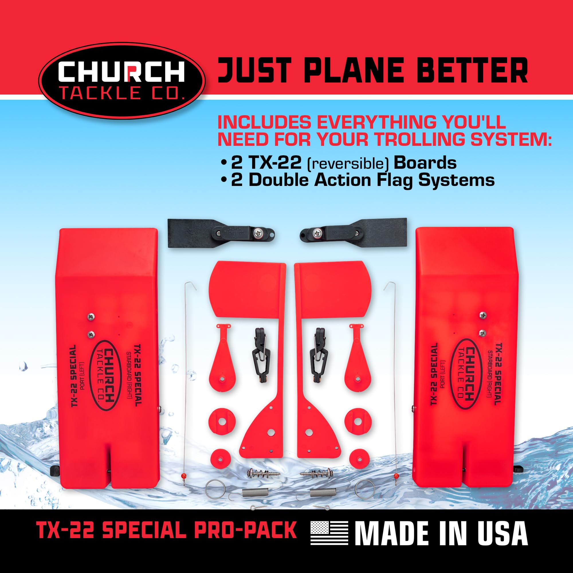 TX-22 Special reversible board setup for port or starboard use.
