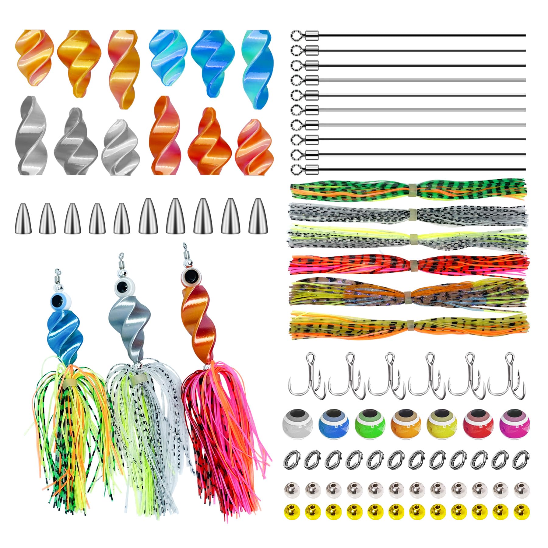 CIATLLLAIT spinner blades and skirts for customizable bass lures.