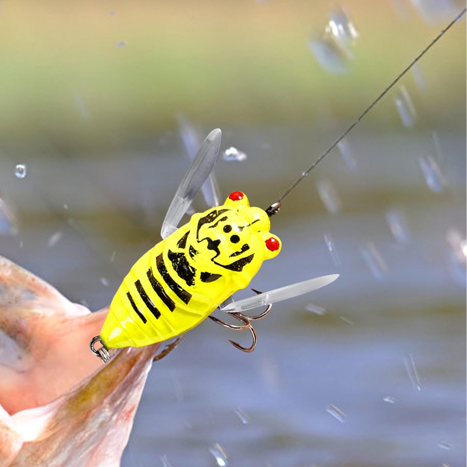 Cicada Fishing Catcher features 3D holographic eyes to enhance lure visibility underwater.