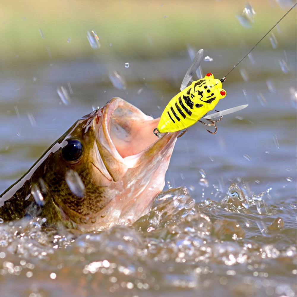 Cicada Fishing Catcher realistic swim action mimics natural cicada movement.